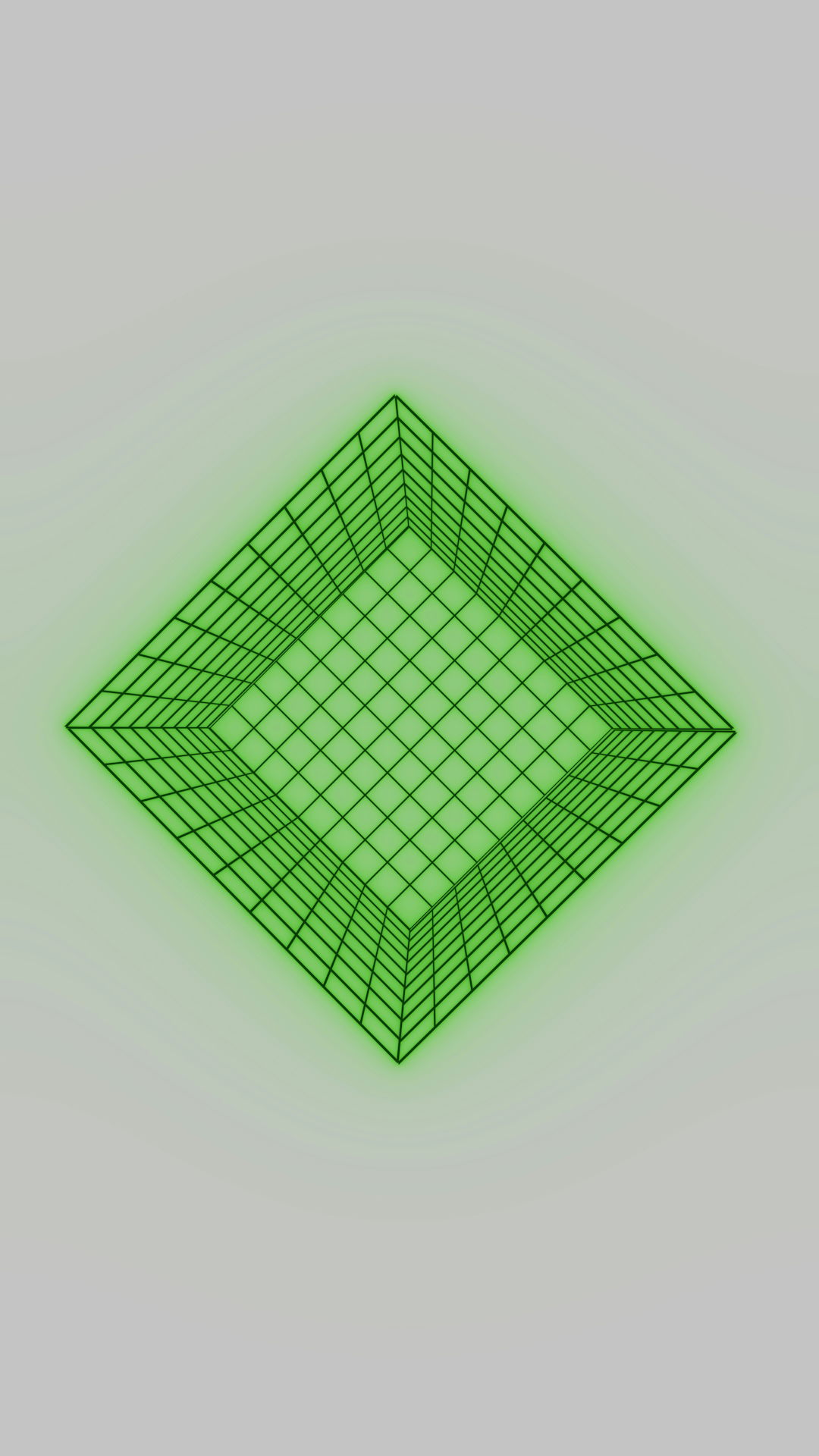Green wireframe grid on a light gray background
